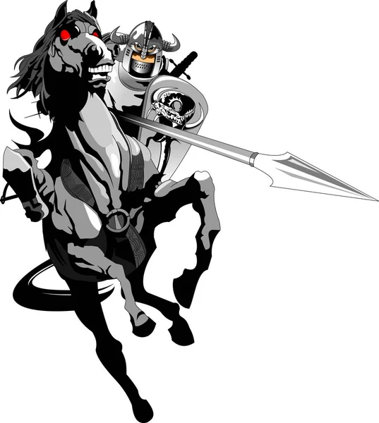 Knight Armor Riding Horse Jousting Vector — Stock Vector