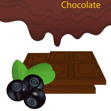 Yaban mersini çikolatalı, arka plan. Vektör 