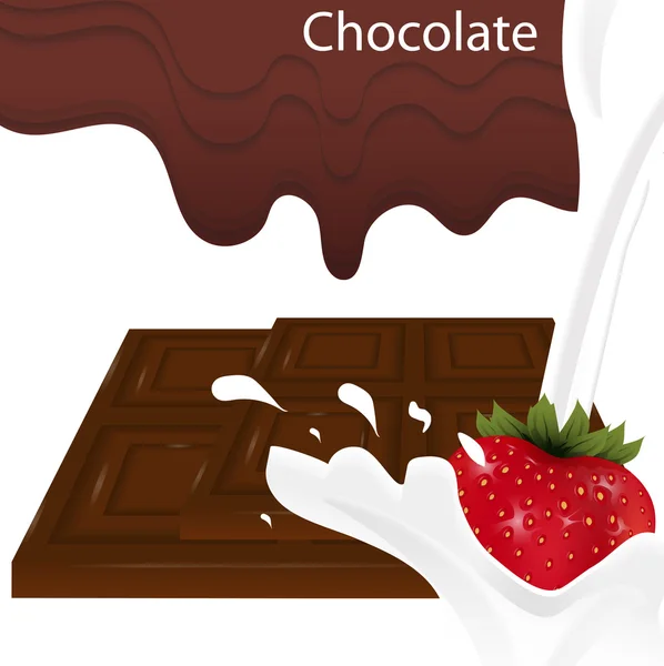 Fraises au chocolat avec crème, fond. Vecteur — Image vectorielle