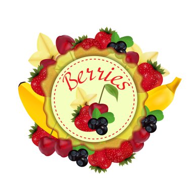 Meyveler ve meyve. Etiket. Vektör