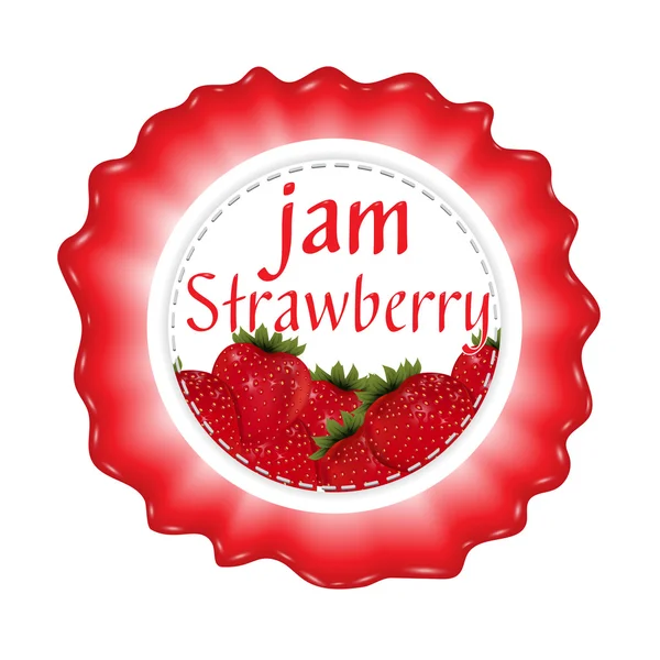 Label for jam and confiture from strawberry. Vector illustration — Stock Vector