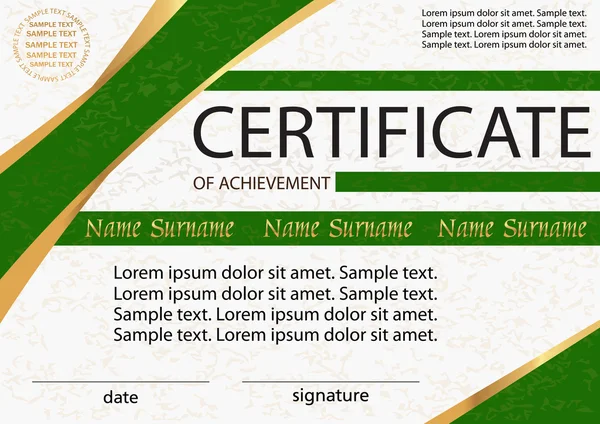 Certyfikat z osiągnięciem lub dyplom szablon. Wektor — Wektor stockowy