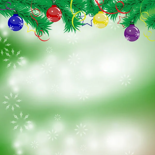 Weihnachtsgrenze setzen. Banner mit Tannenzweigen und Kugeln, Bändern. Vektor — Stockvektor