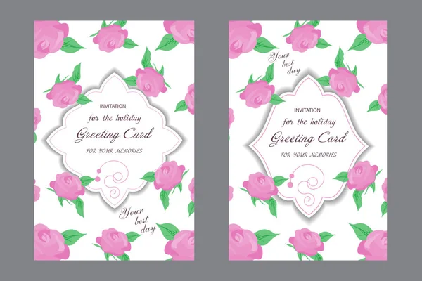 Hochzeitskarte mit schönen Rosen. dekorative Grußkarte oder Einladungsdesign. Vektor — Stockvektor