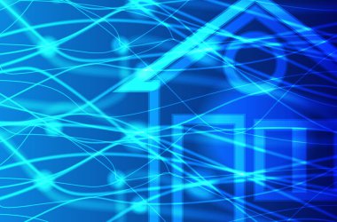 Akıllı ev. Mavi arka plan. Vektör