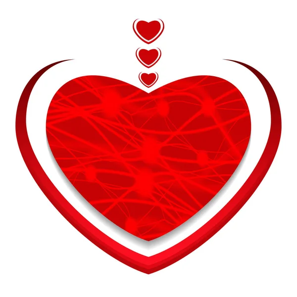 Piros szív. Valentin-napi üdvözlőlap. Vektor — Stock Vector