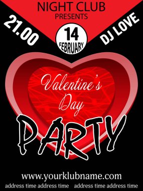 Sevgililer günü partisi davetiyesi şablon arka plan kalp ile. Vektör