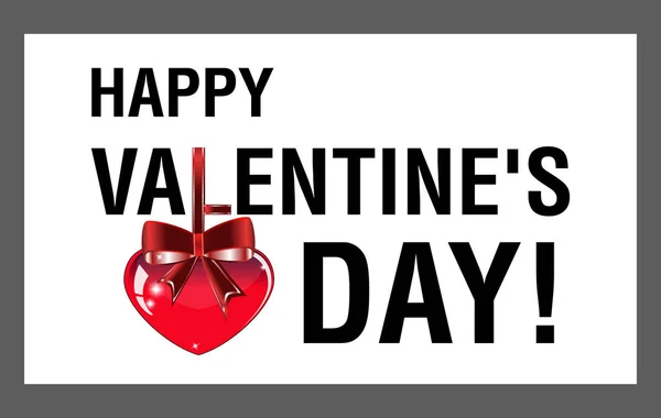 Feliz Dia dos Namorados saudando banner com corações e arco vermelho em fita. Vetor —  Vetores de Stock