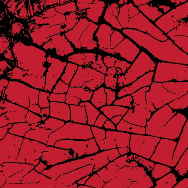 Texture craquelée rouge. Fond grunge. Modèle avec des fissures. Vecteur — Image vectorielle