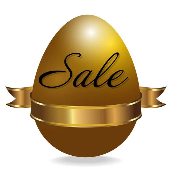 Húsvéti eladó háttér díszített arany-tojás, és a szalag. Vektor — Stock Vector