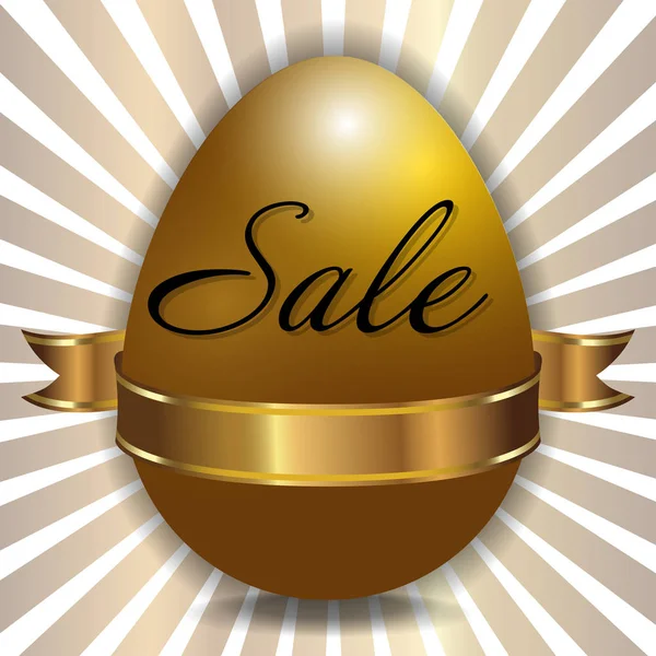 Húsvéti eladó háttér díszített arany-tojás, és a szalag. Vektor — Stock Vector