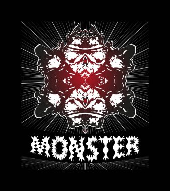 Canavarlar T gömlek grafik tasarım yüz. Vektör 