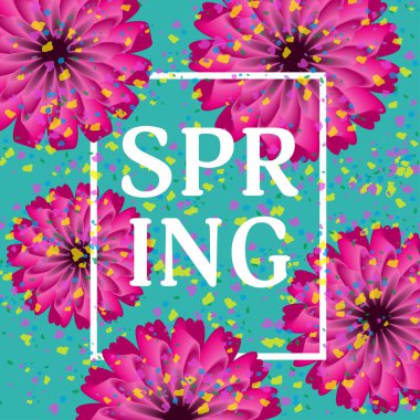 Güzel festival turkuaz arka plan çiçek ve konfeti ile. Bahar ya da yaz karnaval. Parlak bir tatil. Vektör