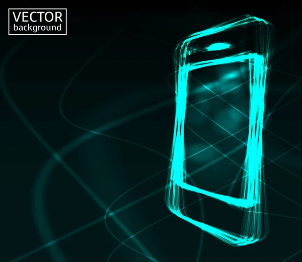 Stilvolles türkisfarbenes futuristisches Neon-Design-Smartphone für Werbung, Web usw. Raum für Ihren Text. Vektor — Stockvektor