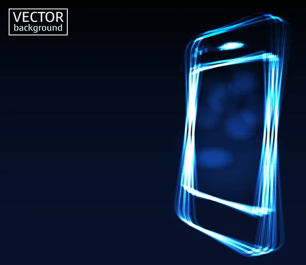 Elegante azul futurista neon design telefone inteligente para publicidade, web etc. Espaço para a tua mensagem. Vetor — Vetor de Stock