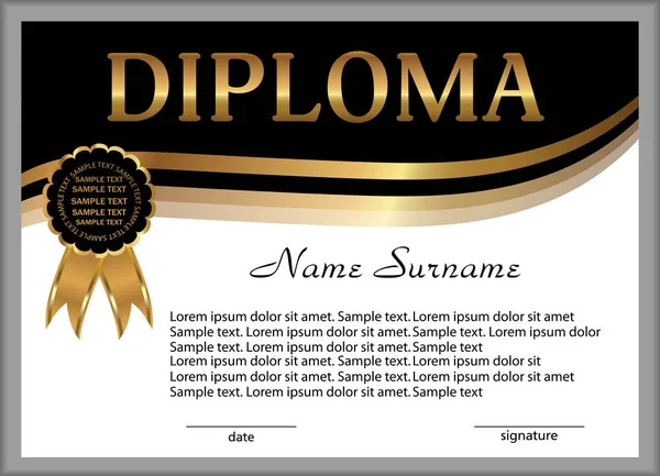 Diploma veya sertifika. Ödül. Yarışma kazanan. Ödülü. Vektör