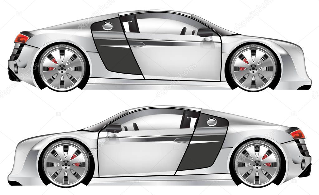 Illustration of bed cars design for boys. A realistic template for both sides. 
