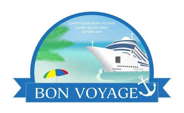 Concepto para viajes publicitarios en el crucero con el titular de Bon Voyage. Verano. Vector — Archivo Imágenes Vectoriales