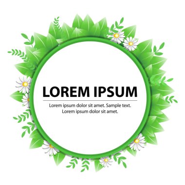 Yuvarlak çerçeve çiçek ve yaprakları ile. Vektör