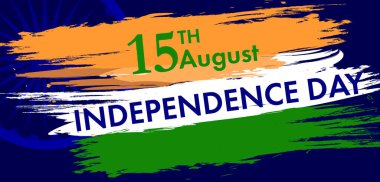 Hint Bağımsızlık günü arka plan ile Ashoka tekerlek 15 inci Ağustos. Ulusal bayrak renkleri. Vektör