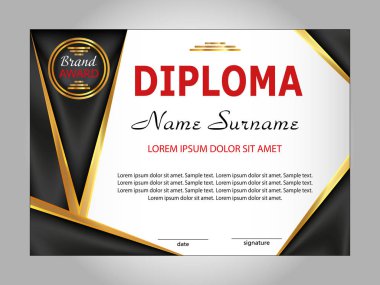 Diploma veya sertifika. Yarışma kazanan. Ödülü. Vektör