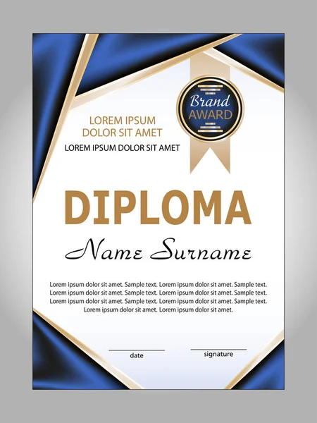 Şablon diploma veya sertifika. Yarışma kazanan. Ödül. Vektör