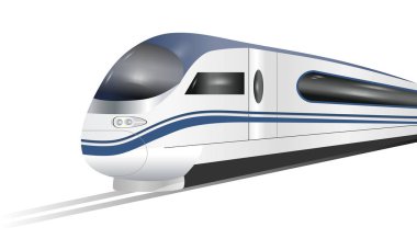 Beyaz arka plan üzerinde izole süper akıcı hızlı tren. Kavram demiryolu turizm taşımacılığı ve demiryolu seyahat. Vektör