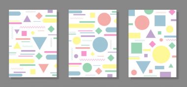 Geometrik tasarım arka plan. Basit renkli şekiller. Afiş, broşür, kapak, ders kitabı, schoolbook vb için şablon. Vektör