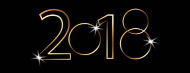 siyah bir arka plan 2018 altın işareti. Yeni yıl. Tasarım öğeleri. Vektör
