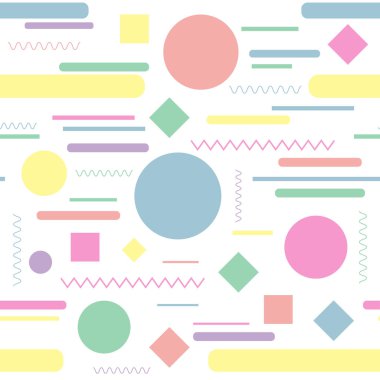 Seamless modeli. Geometrik tasarım doku. Broşür, kapak, ders kitabı, defter, schoolbook vb için basit renkli şekiller. Vektör