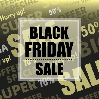 Siyah Cuma satış tasarım posteri veya başlığı. Vektör 