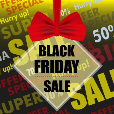 Siyah Cuma satış tasarım posteri veya başlığı. Vektör