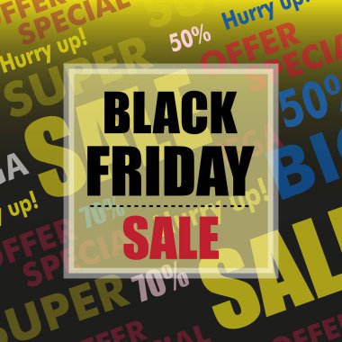 Siyah Cuma satış tasarım posteri veya başlığı. Vektör