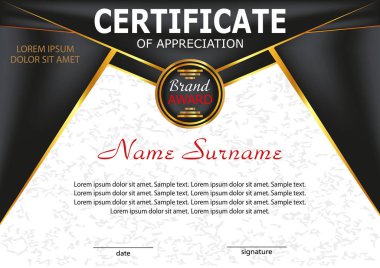 Takdir belgesi şablonu. Zarif tasarım. Vektör