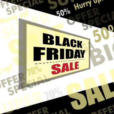 Siyah Cuma satış tasarım posteri veya başlığı. Vektör 