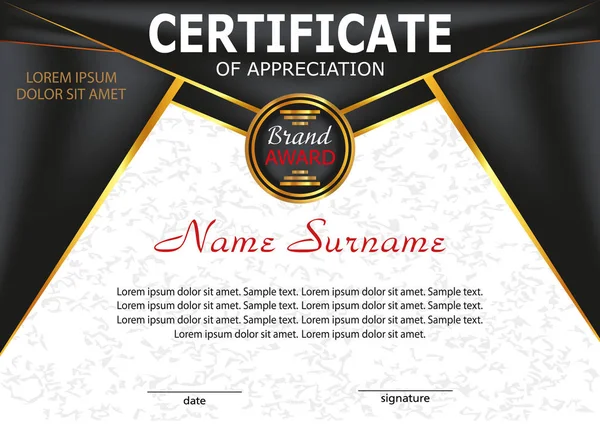 Takdir belgesi şablonu. Zarif tasarım. Vektör