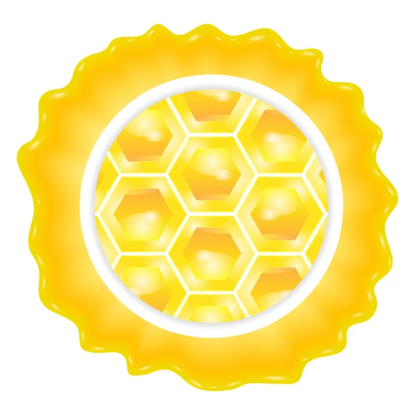 Etiqueta de miel plantilla redonda para miel con panal. Vector — Vector de stock