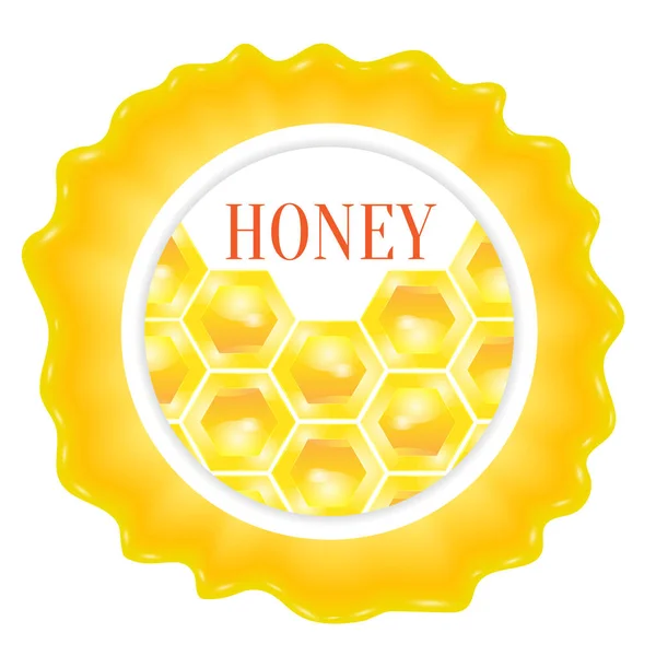 蜂蜜ラベルはラウンド ハニカム蜂蜜のテンプレートです。ベクトル — ストックベクタ