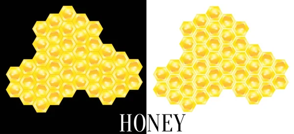 Honeycoms en forma de miel de abeja dulce hexágono. Vector — Vector de stock