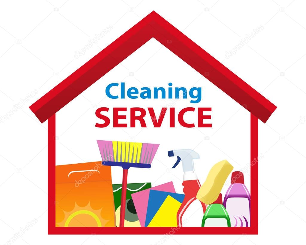 Logo services cleaning. A clean house Vector illustration.