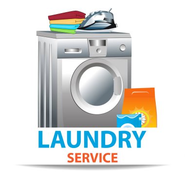 Posteri veya başlığı için Çamaşırhane servisi. Vektör