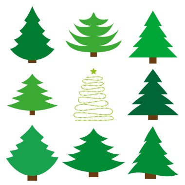 Noel ağacı. Dokuz köknar kümesi. Vektör