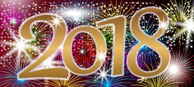 Altın 2018 yeni yıl tasarım numaralandırır. Arka plan ile köpüklü col