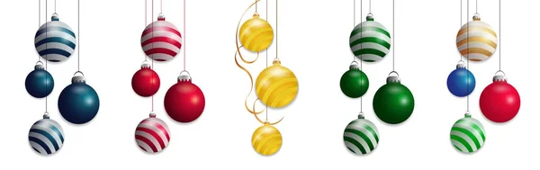 Set aislado bolas de Navidad. Colorido diseño de elementos de adornos. Vector — Archivo Imágenes Vectoriales