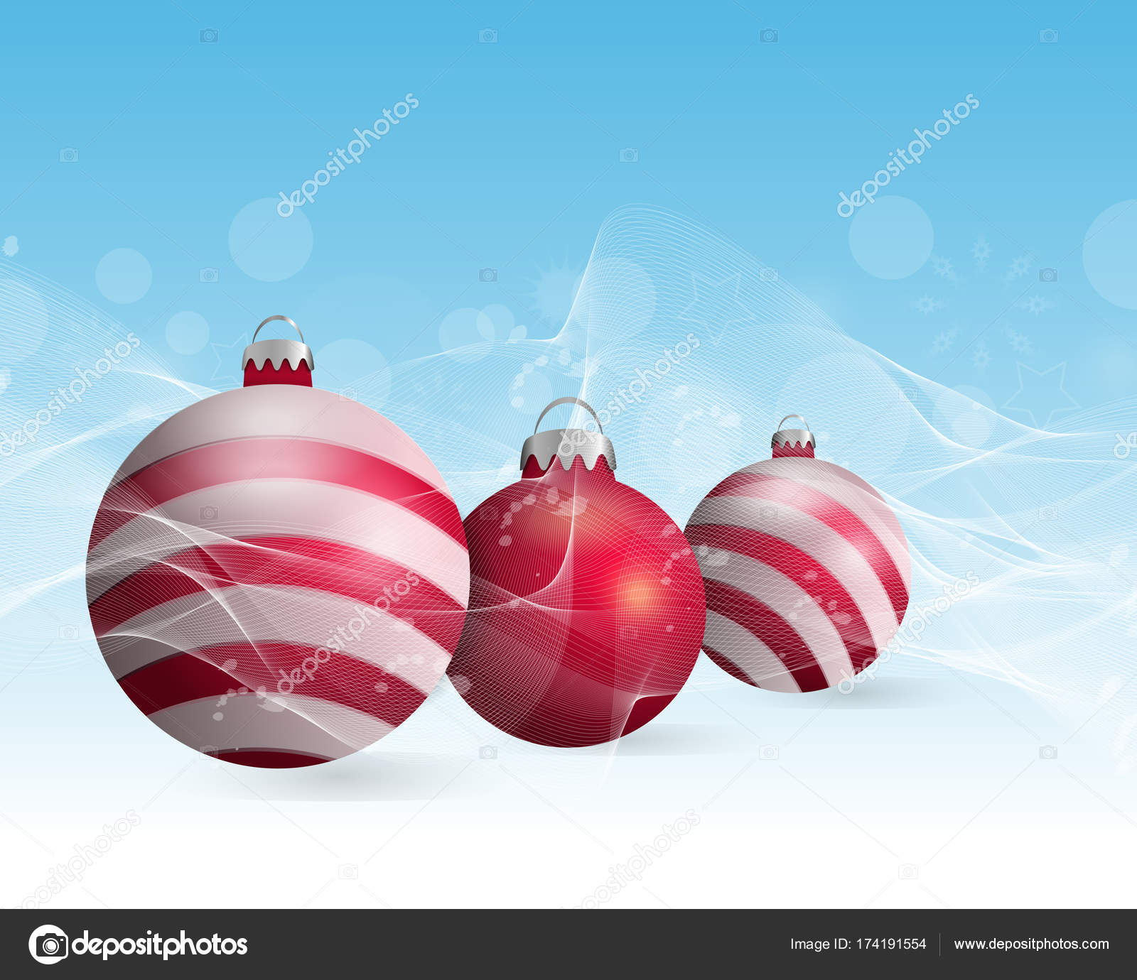 Fond De Noël Bleu Clair Avec Trois Boules De Noël