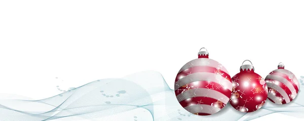 Três bolas vermelhas de Natal. Bugigangas decorativas isoladas em fundo branco para design de férias. Vetor — Vetor de Stock