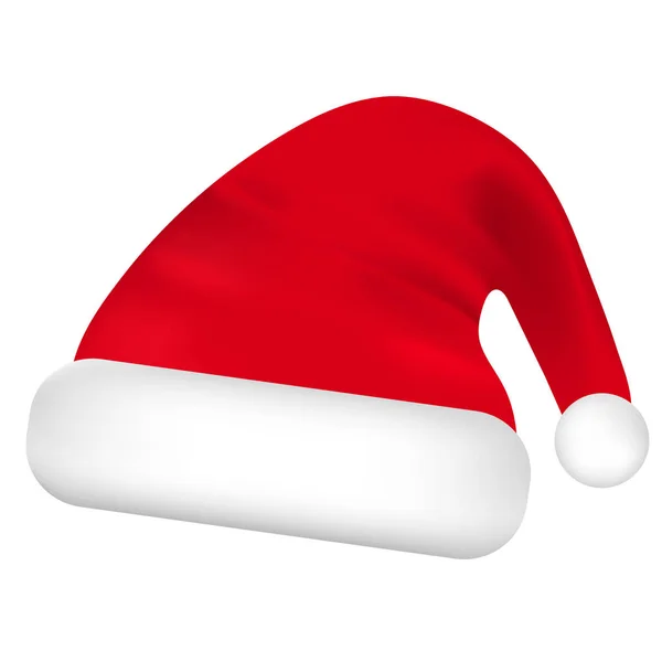 Chapéu vermelho de Papai Noel isolado sobre fundo branco. Vetor — Vetor de Stock