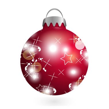 Beyaz arka plan üzerinde izole kırmızı Noel top. Vektör