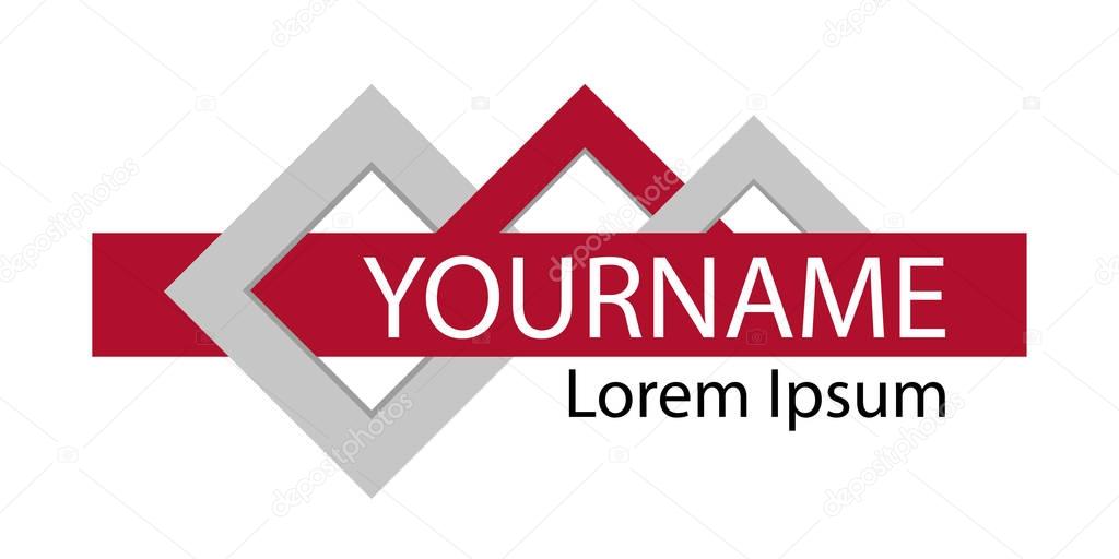 Logo with three part abstract elements. Geometric frame. Vector illustration.
