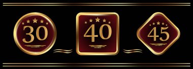 Yıldönümü belirtileri ayarlayın. Amblem tarihi ile. Vektör